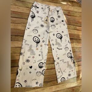 NWT Womens Small Easel Graphic Jeans | Raw Bottom | Unique Festival Pants
